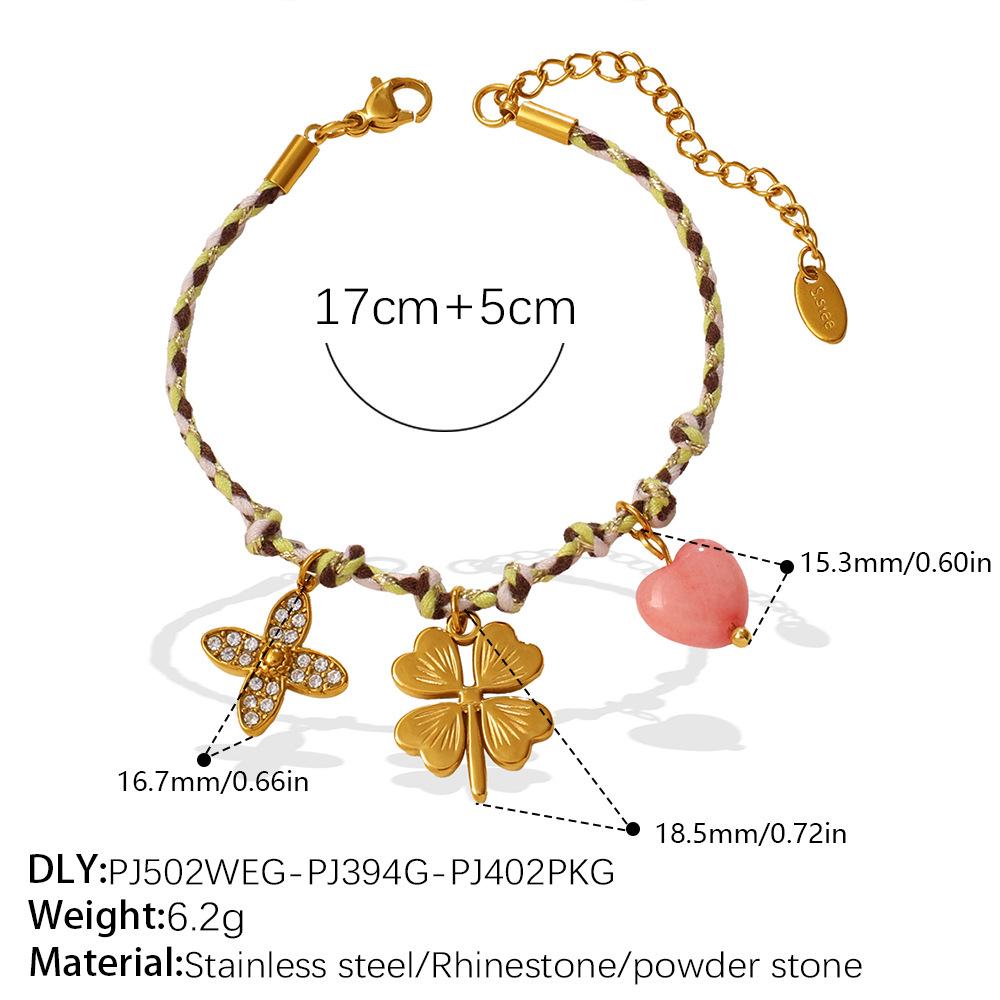 European and American yellow-green braided rope multi-element necklace with diamonds, cactus four-leaf clover pendant, jewelry set.
European and American yellow-green braided rope multi-element necklace with diamonds, cactus four-leaf clover pendant, jewelry set.