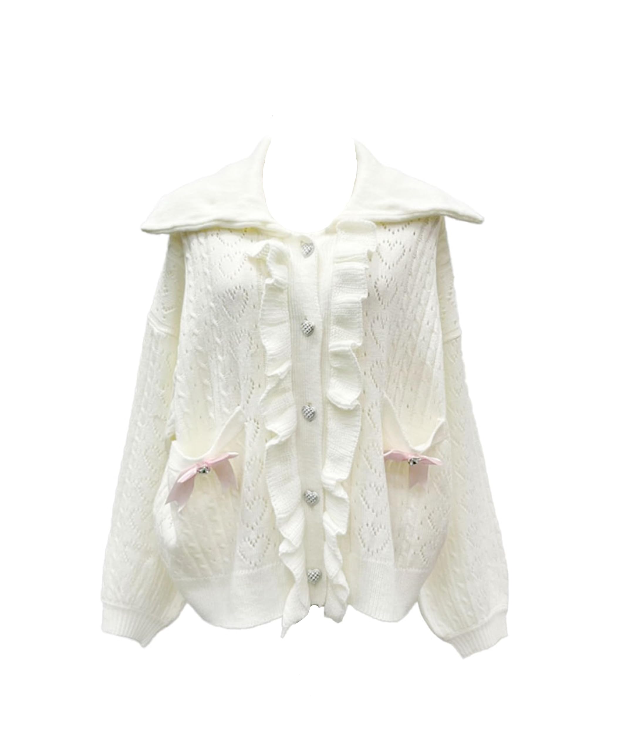 Yumetembo Women s Sailor Collar Frill Cardigan, 535152, White with Pink Ribbon
Yumetembo Women s Sailor Collar Frill Cardigan, 535152, White with Pink Ribbon