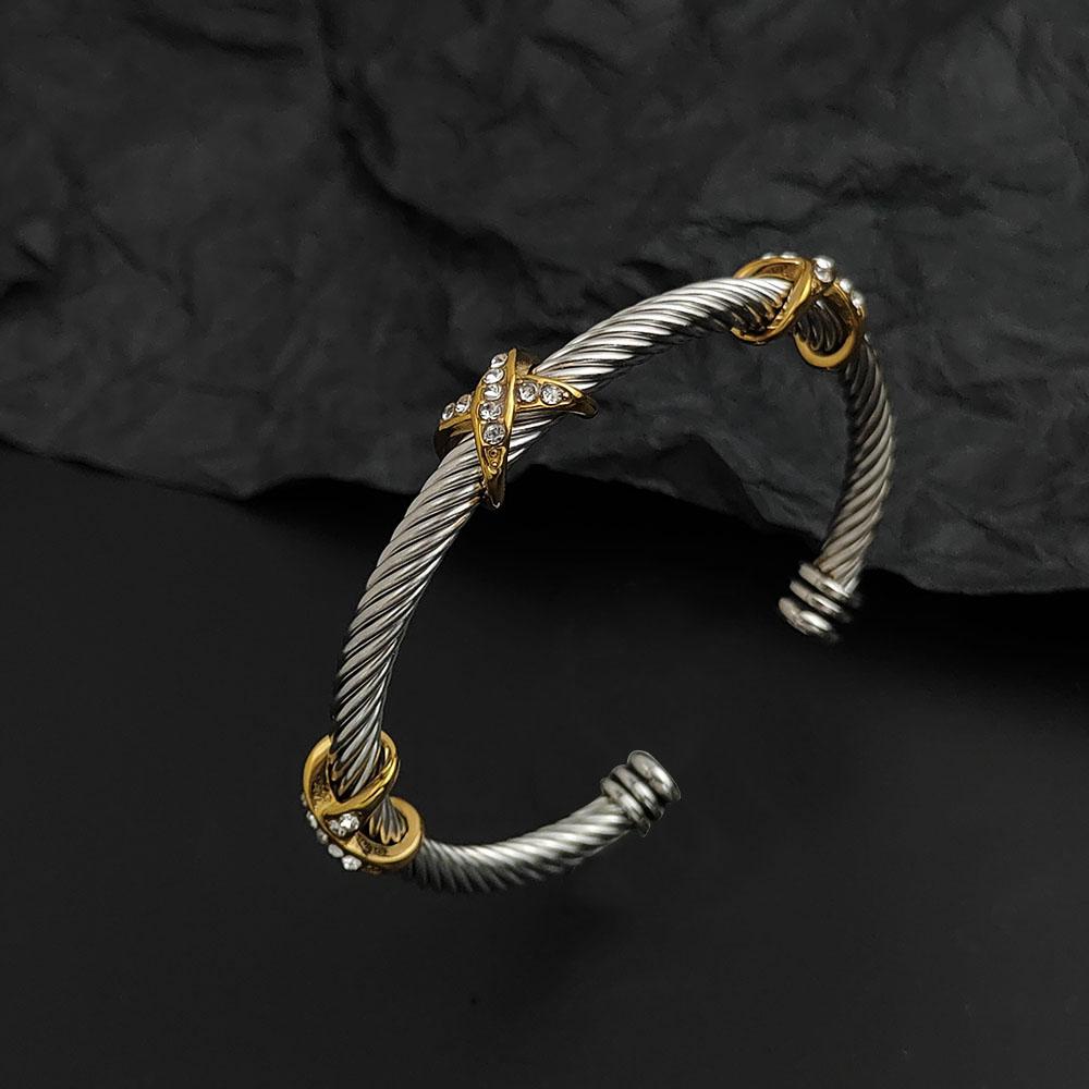 Creative Steel Wire Cross X Zircon Gold-plated Stainless Steel Bracelet, Waterproof and Rust-free, Couple Bracelet
Creative Steel Wire Cross X Zircon Gold-plated Stainless Steel Bracelet, Waterproof and Rust-free, Couple Bracelet