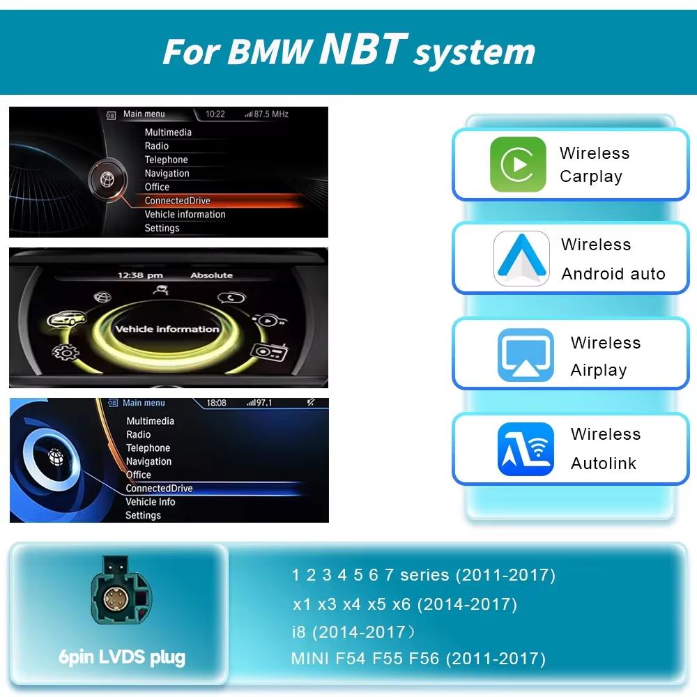 Wireless CarPlay Android Auto For BMW NBT CIC System 1 2 3 4 5 6 Series X1 X3 X4 X5 F20 F21 F30 F31 F10 F48 F25 F26 F15 F10 E84 NBT System
Wireless CarPlay Android Auto For BMW NBT CIC System 1 2 3 4 5 6 Series X1 X3 X4 X5 F20 F21 F30 F31 F10 F48 F25 F26 F15 F10 E84 NBT System