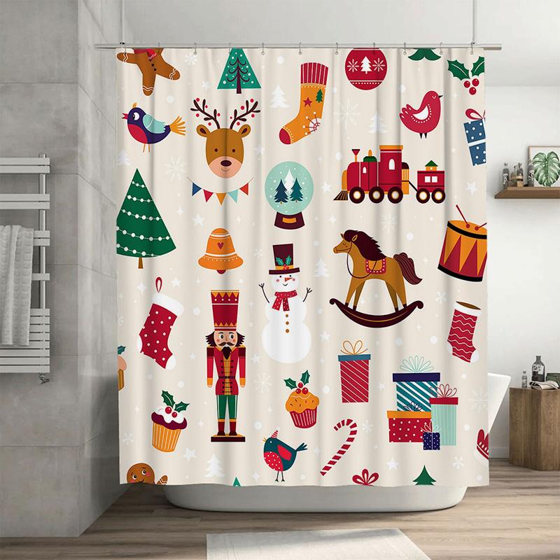 Tu Festive Christmas Shower Curtain Holiday Bathroom Decor Red Green Snowman Reindeer Gift Pattern Waterproof Fabric W60H190(CM)-1 Pcs
Tu Festive Christmas Shower Curtain Holiday Bathroom Decor Red Green Snowman Reindeer Gift Pattern Waterproof Fabric W60H190(CM)-1 Pcs