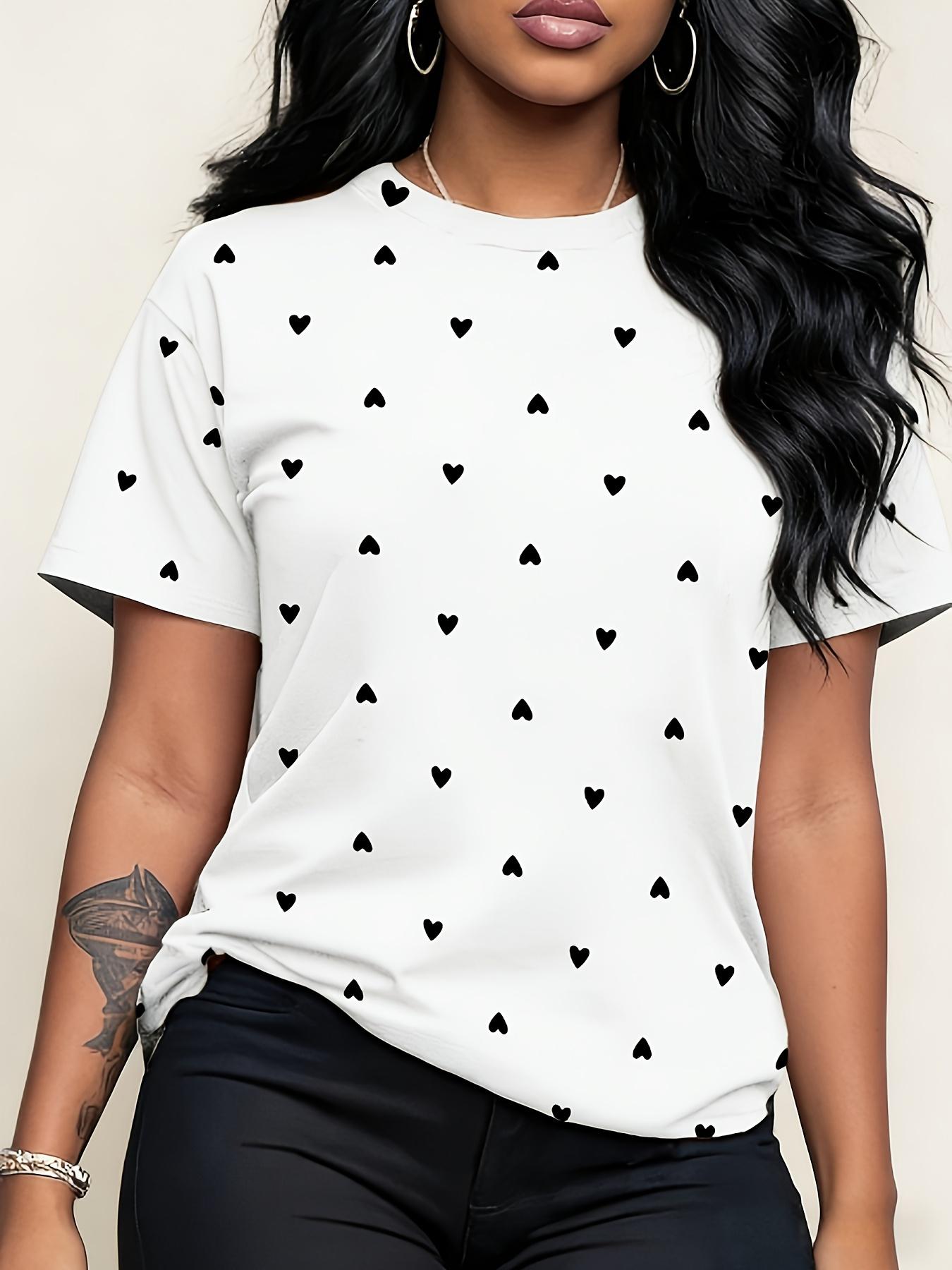 Women s Y2K Hot Style T-Shirt - Minimalist Round Neck Short Sleeve Top with Black Heart Print. Casual Suitable for Summer. Coffee Dates. Streetwear ; S дубильная кора
Women s Y2K Hot Style T-Shirt - Minimalist Round Neck Short Sleeve Top with Black Heart Print. Casual Suitable for Summer. Coffee Dates. Streetwear ; S дубильная кора