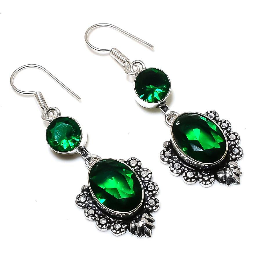 Ювелирные серьги ручной работы из стерлингового серебра 925 пробы с натуральным драгоценным камнем перидот 2,13 дюйма E9p44 
Ювелирные серьги ручной работы из стерлингового серебра 925 пробы с натуральным драгоценным камнем перидот 2,13 дюйма E9p44