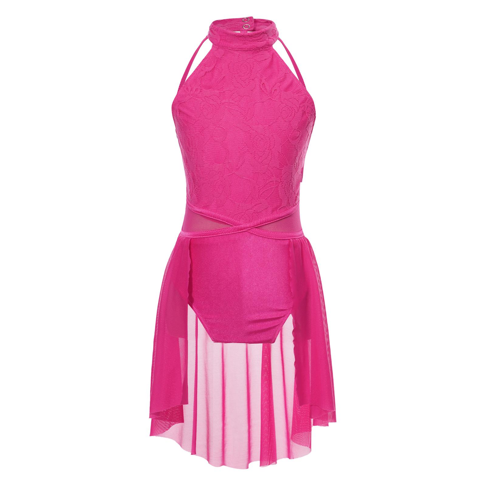 Girls Lace Floral Straps Hollow Back Sleeveless Leotard Round Collar Irregular Hem Open Front Dancewear 15-16 Years Яскраво-рожевий
Girls Lace Floral Straps Hollow Back Sleeveless Leotard Round Collar Irregular Hem Open Front Dancewear 15-16 Years Яскраво-рожевий
