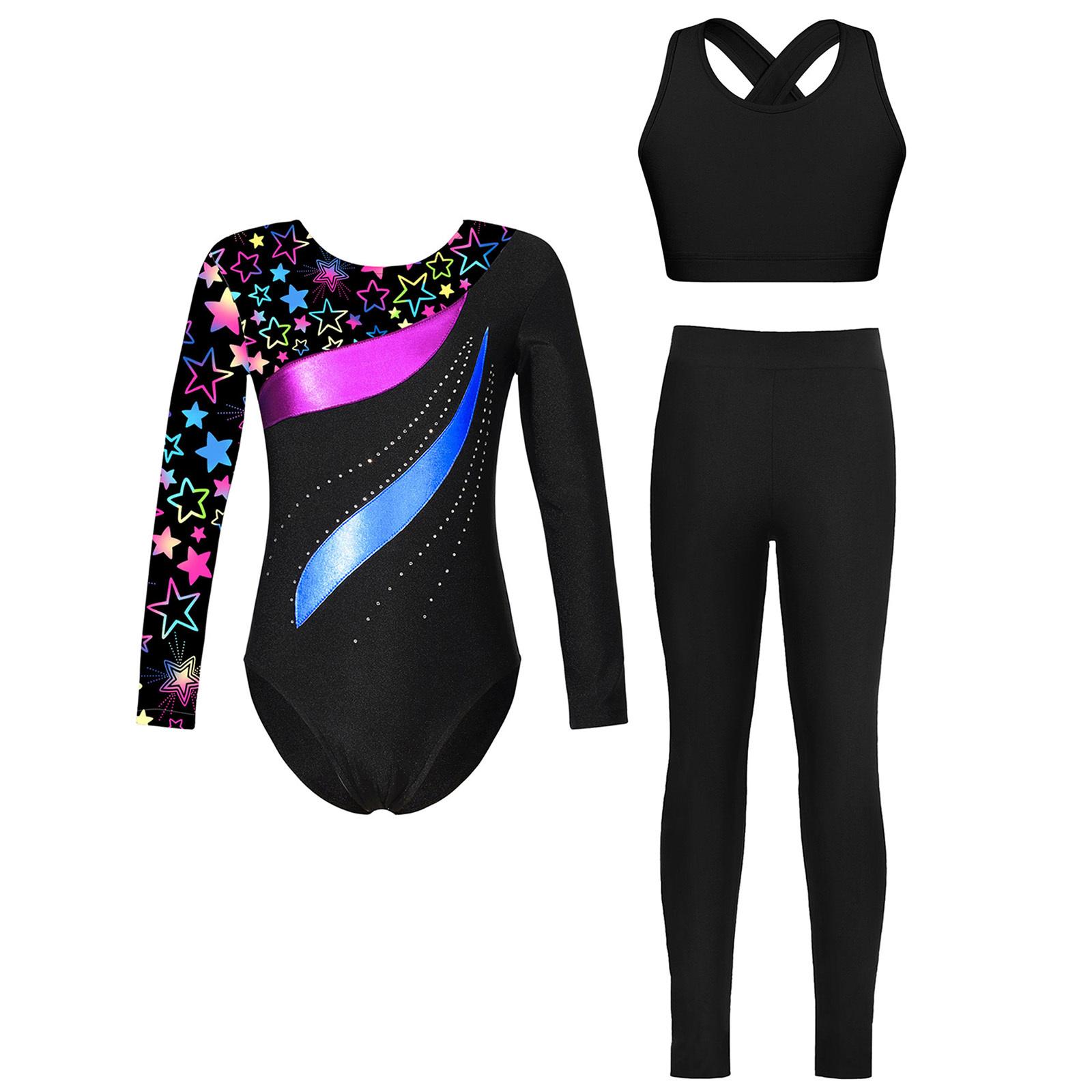 Набір гімнастичного одягу для дівчаток Леотард з довгим рукавом, металевими вставками та принтом, жилет з перехрещеною спинкою та легінси 5-6 Years
Набір гімнастичного одягу для дівчаток Леотард з довгим рукавом, металевими вставками та принтом, жилет з перехрещеною спинкою та легінси 5-6 Years