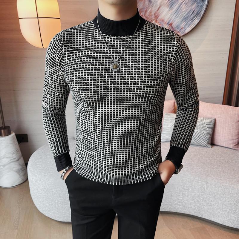 Men s Slim Fit Houndstooth Sweater - Korean Style Plaid, Half-High Neck, Long Sleeve Knitwear for Autumn and Winter. L (55-62.5 kg) чорний
Men s Slim Fit Houndstooth Sweater - Korean Style Plaid, Half-High Neck, Long Sleeve Knitwear for Autumn and Winter. L (55-62.5 kg) чорний
