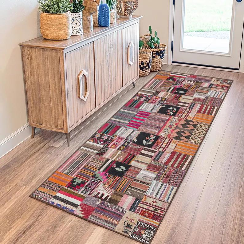 Vintage Patchwork Hallway Runner Rug Ethnic Geometric Print Retro Color Entryway Carpet Non-Slip Boho Style Home Decor Floor Mat 40X60CM
Vintage Patchwork Hallway Runner Rug Ethnic Geometric Print Retro Color Entryway Carpet Non-Slip Boho Style Home Decor Floor Mat 40X60CM