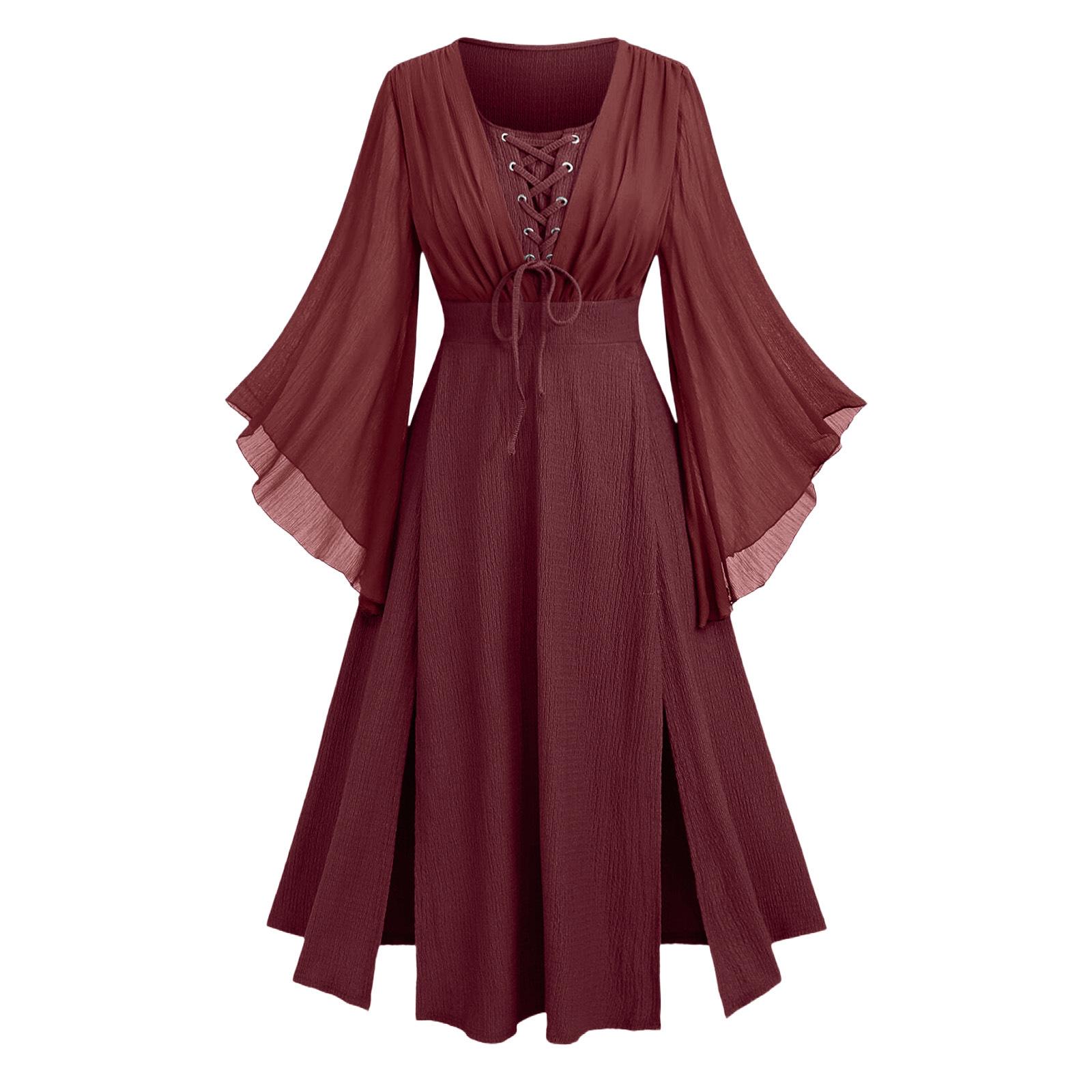 Women s Fashionable Retro Color V Neck Long Sleeved Tied Skirt With Slit Length Dress XXL винний
Women s Fashionable Retro Color V Neck Long Sleeved Tied Skirt With Slit Length Dress XXL винний