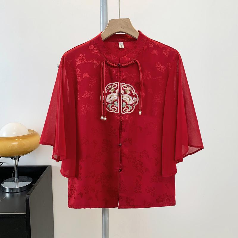 2025 Summer Women s Chinese Style Minimalist Stand Collar Embroidered Jacquard Shirt Large красный
2025 Summer Women s Chinese Style Minimalist Stand Collar Embroidered Jacquard Shirt Large красный