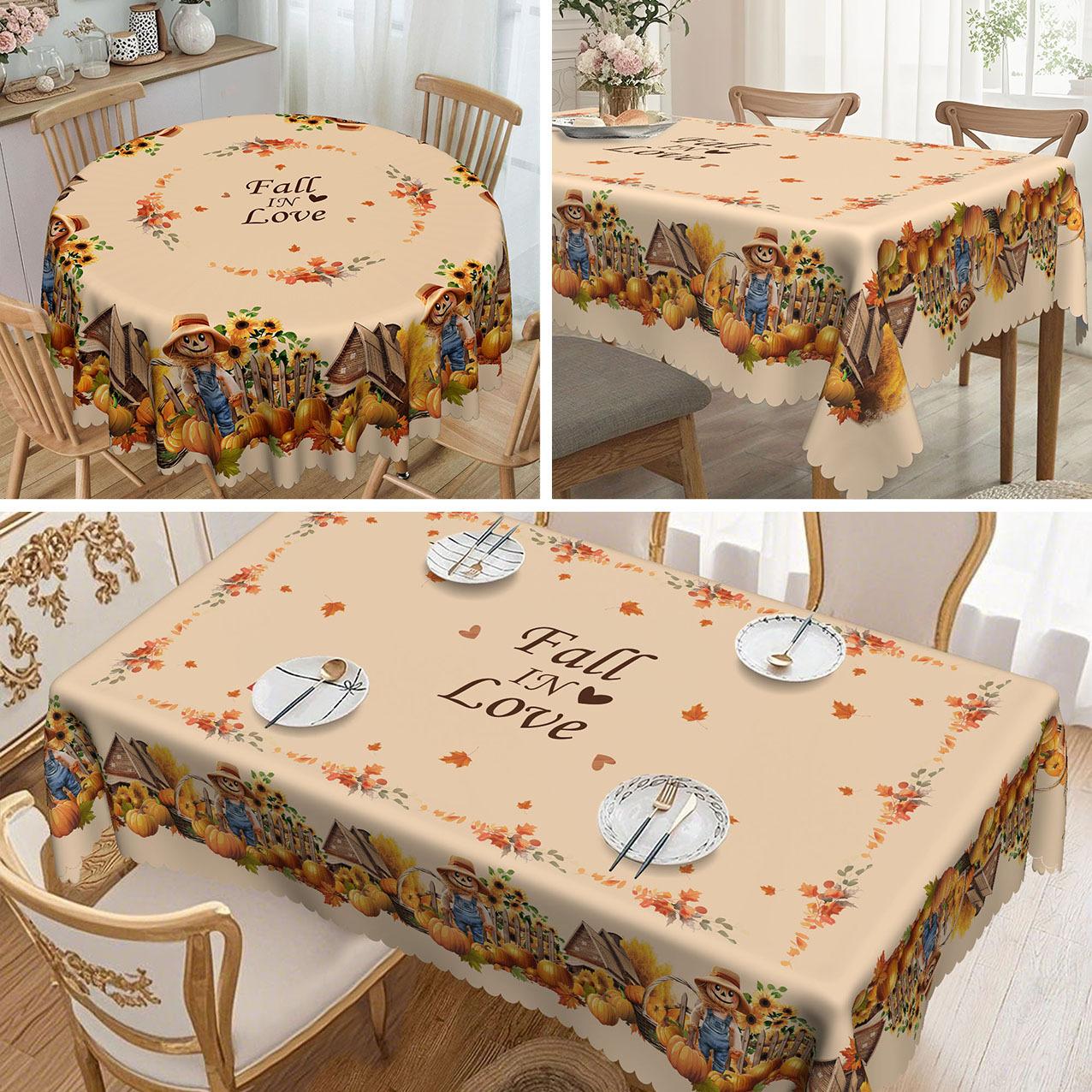 1 Piece, Charming Scarecrow With Autumn Harvest Tablecloth, Rustic Grid And Farmhouse Atmosphere, Pumpkin, Sunflower round tablecloth-152x152cm
1 Piece, Charming Scarecrow With Autumn Harvest Tablecloth, Rustic Grid And Farmhouse Atmosphere, Pumpkin, Sunflower round tablecloth-152x152cm