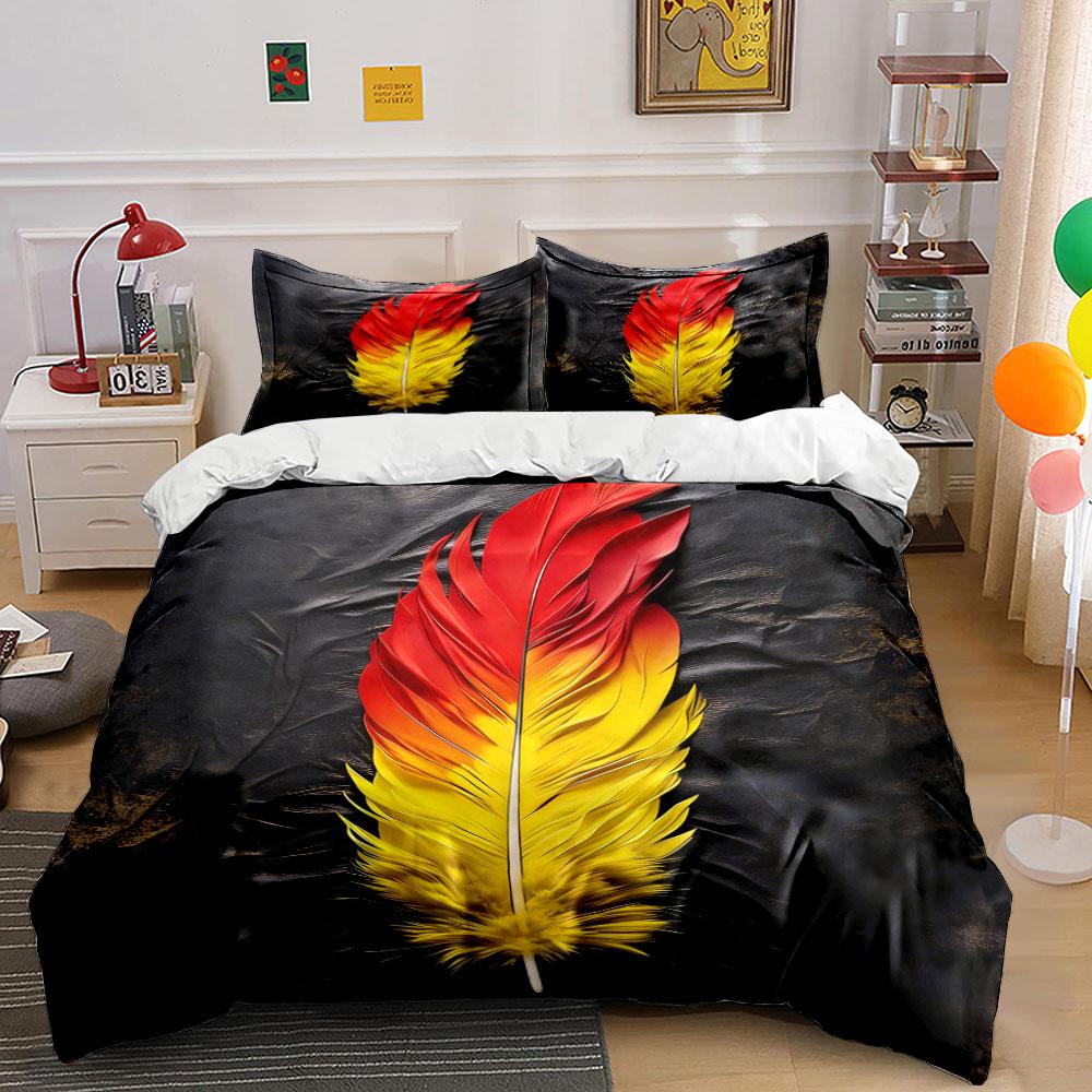 Red-and-yellow feather motif. Bedding sets Duvet cover sets Duvet covers Pillowcases(1 * Duvet Cover 2 * Pillowcases, without duvet insert) 135x200cm
Red-and-yellow feather motif. Bedding sets Duvet cover sets Duvet covers Pillowcases(1 * Duvet Cover 2 * Pillowcases, without duvet insert) 135x200cm
