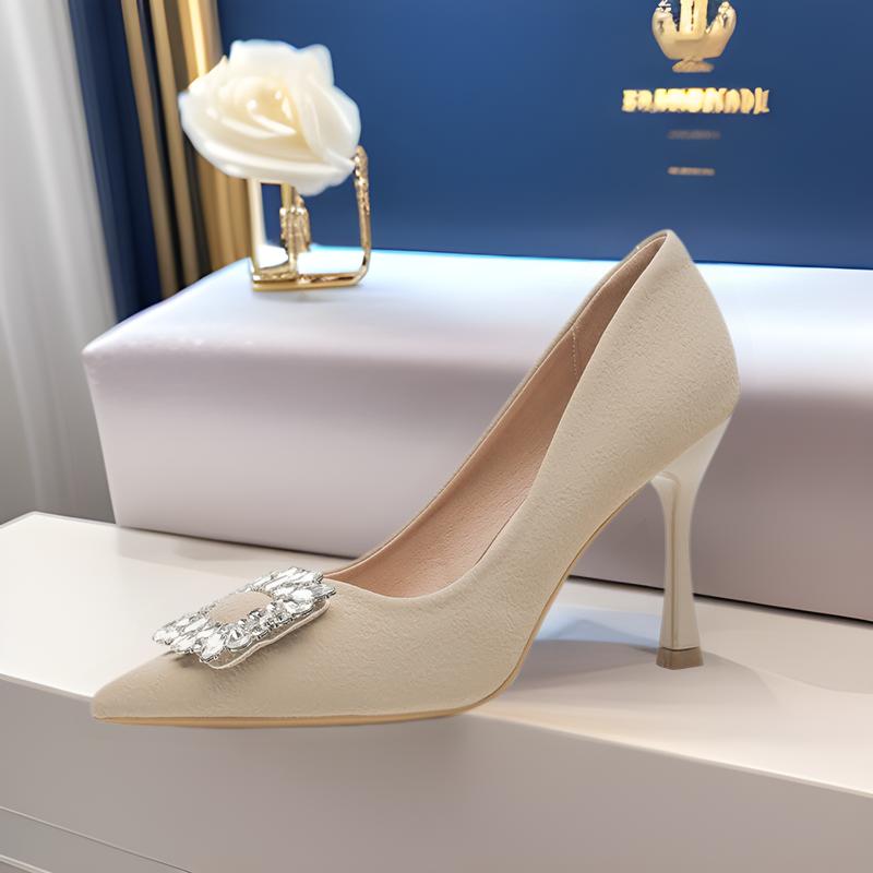 French high heels women s spring and summer new temperament soft leather non-grinding feet pointed thin heel rhinestone square buckle shoes 33
French high heels women s spring and summer new temperament soft leather non-grinding feet pointed thin heel rhinestone square buckle shoes 33