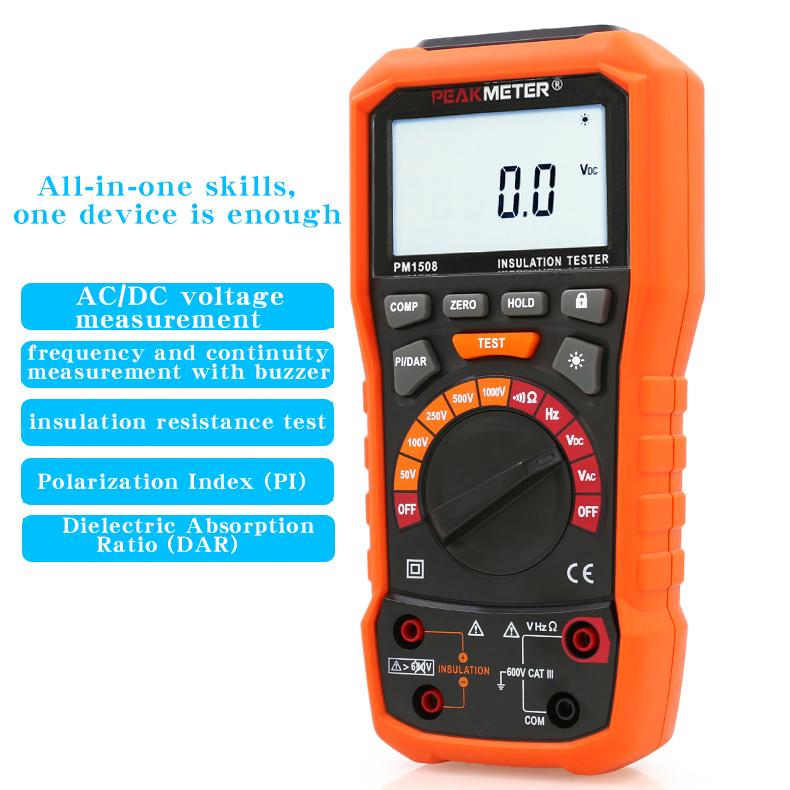 PEAKMETER PM1508 High Precision Handheld Insulation Resistance Tester, an electronic megohmmeter insulation resistance meter
PEAKMETER PM1508 High Precision Handheld Insulation Resistance Tester, an electronic megohmmeter insulation resistance meter