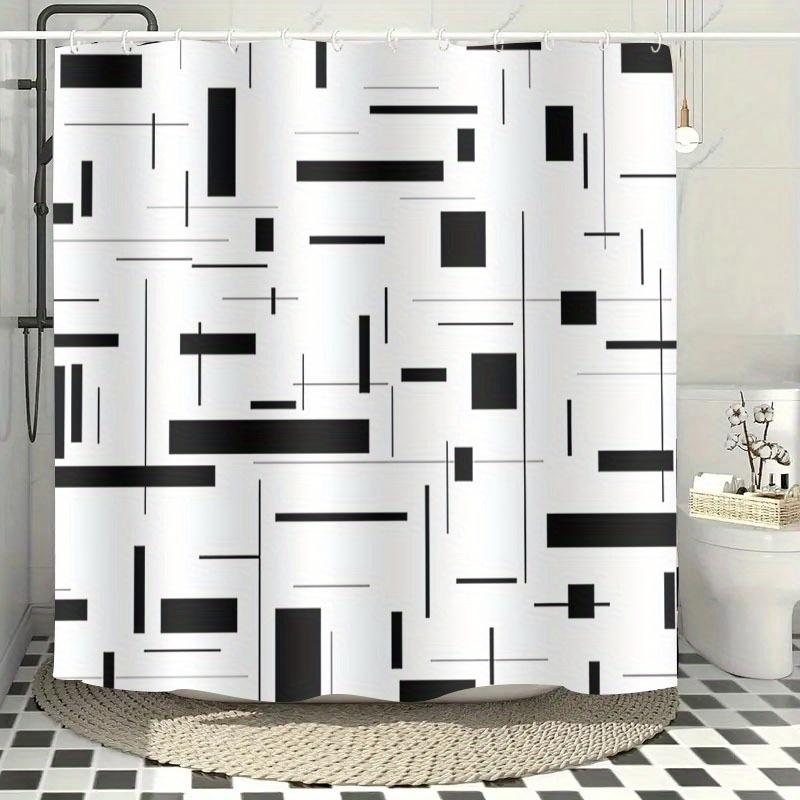 1Pc Black And White Striped Shower Curtain, Polyester Fabric, Machine Washable, With Hooks, Suitable For Bathroom Dcor. W60H190(CM)-1 Pcs
1Pc Black And White Striped Shower Curtain, Polyester Fabric, Machine Washable, With Hooks, Suitable For Bathroom Dcor. W60H190(CM)-1 Pcs