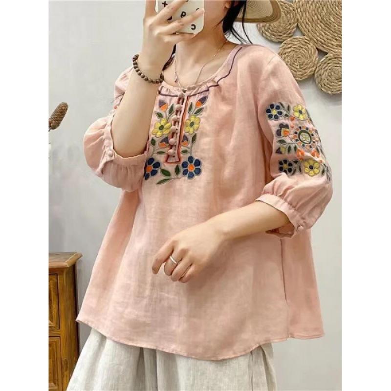 Women s Floral Embroidered Button Down Shirt Casual Loose Blouse with Pockets XL розовый
Women s Floral Embroidered Button Down Shirt Casual Loose Blouse with Pockets XL розовый