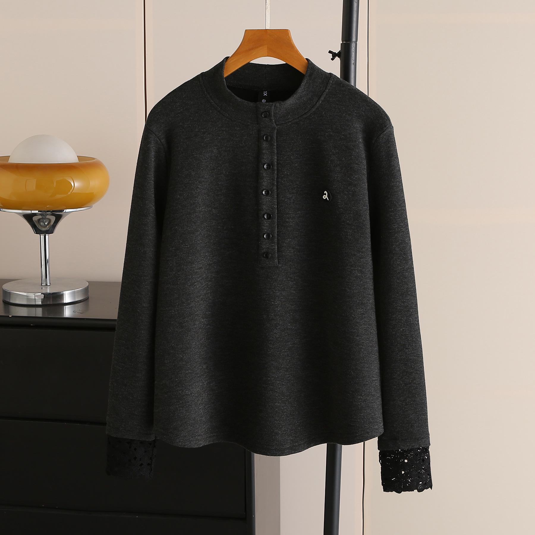 2025 Autumn Winter Plus Size Fleece Base Layer Top with Lace Cuffs - Women s Velvet Long Sleeve 4XL чорний колір сірий
2025 Autumn Winter Plus Size Fleece Base Layer Top with Lace Cuffs - Women s Velvet Long Sleeve 4XL чорний колір сірий