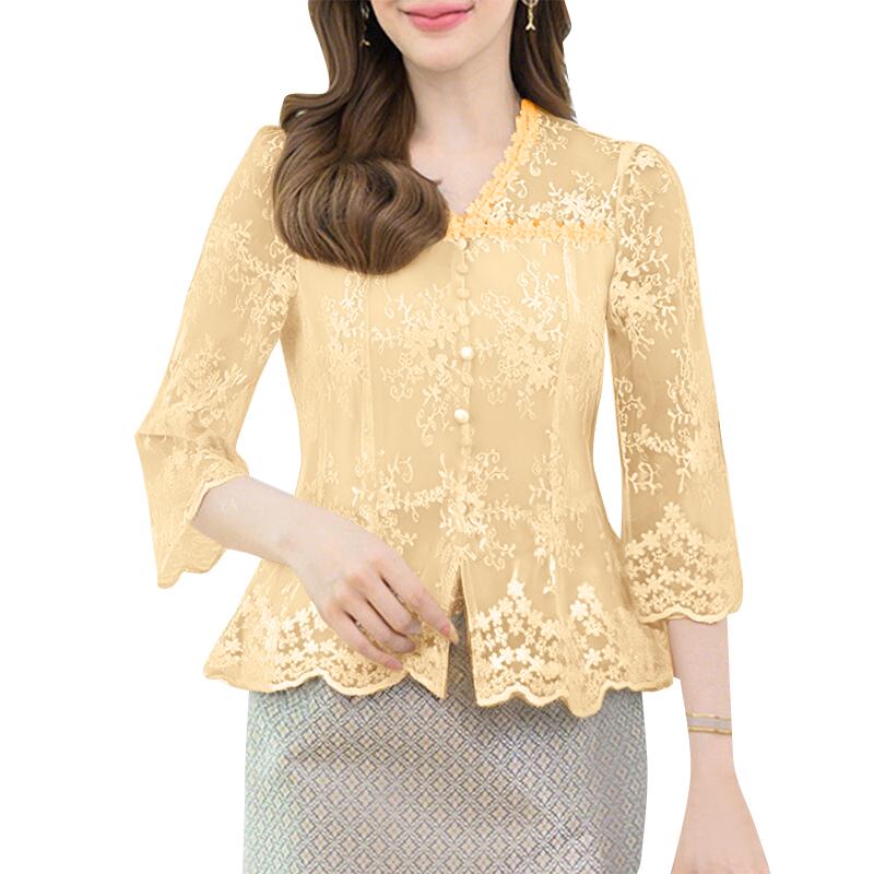 ZANZEA Женская повседневная блузка с V-образным вырезом, рукавом 3/4, ажурной вставкой и кружевом
ZANZEA Женская повседневная блузка с V-образным вырезом, рукавом 3/4, ажурной вставкой и кружевом