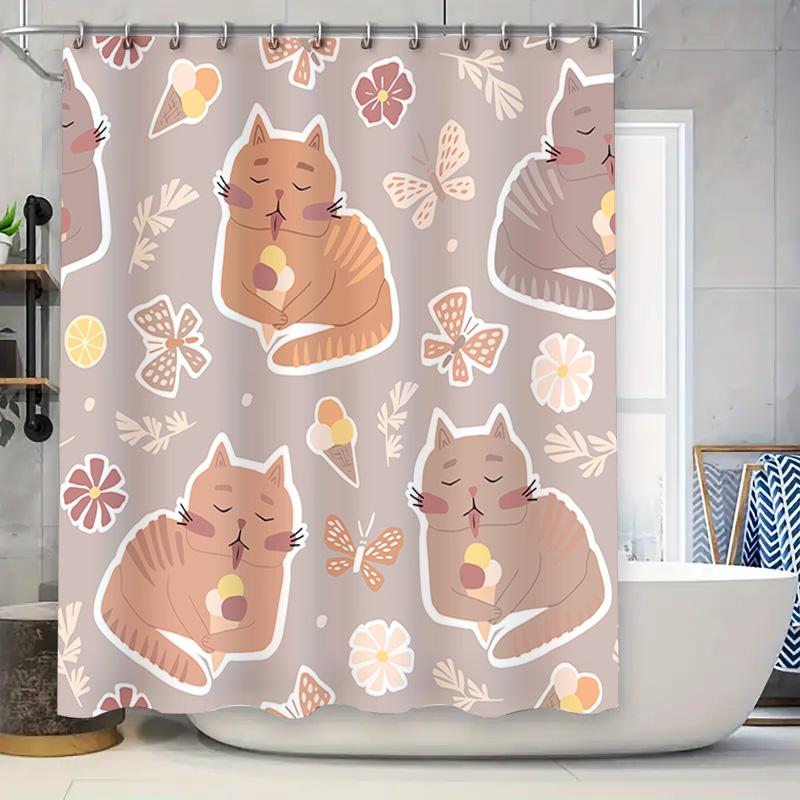 Adorable Cat Pattern Shower Curtain Printed Fabric Waterproof For Bathroom Decorations Pink Floral Design By Taurusduan On W60H190(CM)-1 Pcs
Adorable Cat Pattern Shower Curtain Printed Fabric Waterproof For Bathroom Decorations Pink Floral Design By Taurusduan On W60H190(CM)-1 Pcs