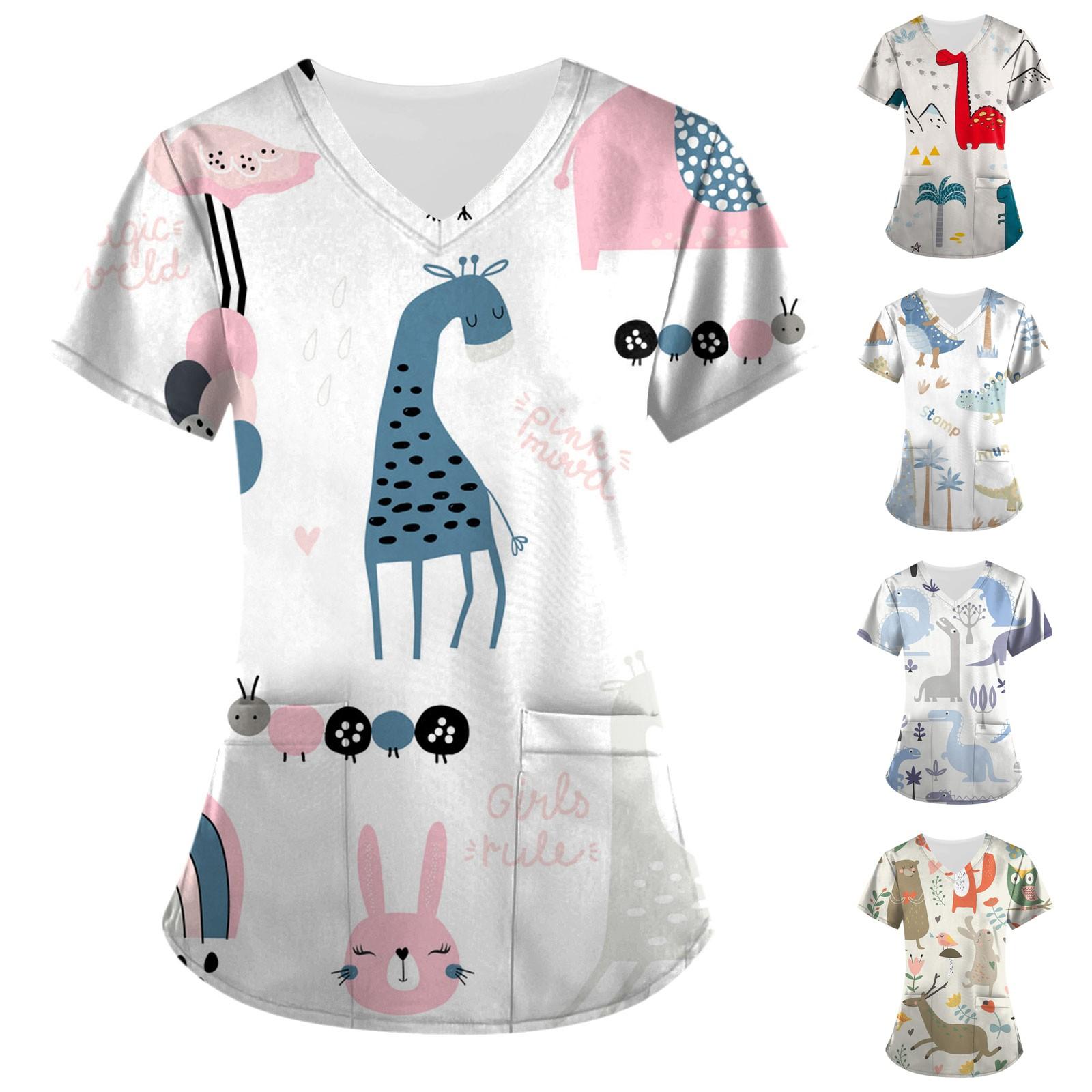 Женские топы с короткими рукавами и v-образным вырезом с принтом, рабочая форма, карманная блузка
Женские топы с короткими рукавами и v-образным вырезом с принтом, рабочая форма, карманная блузка