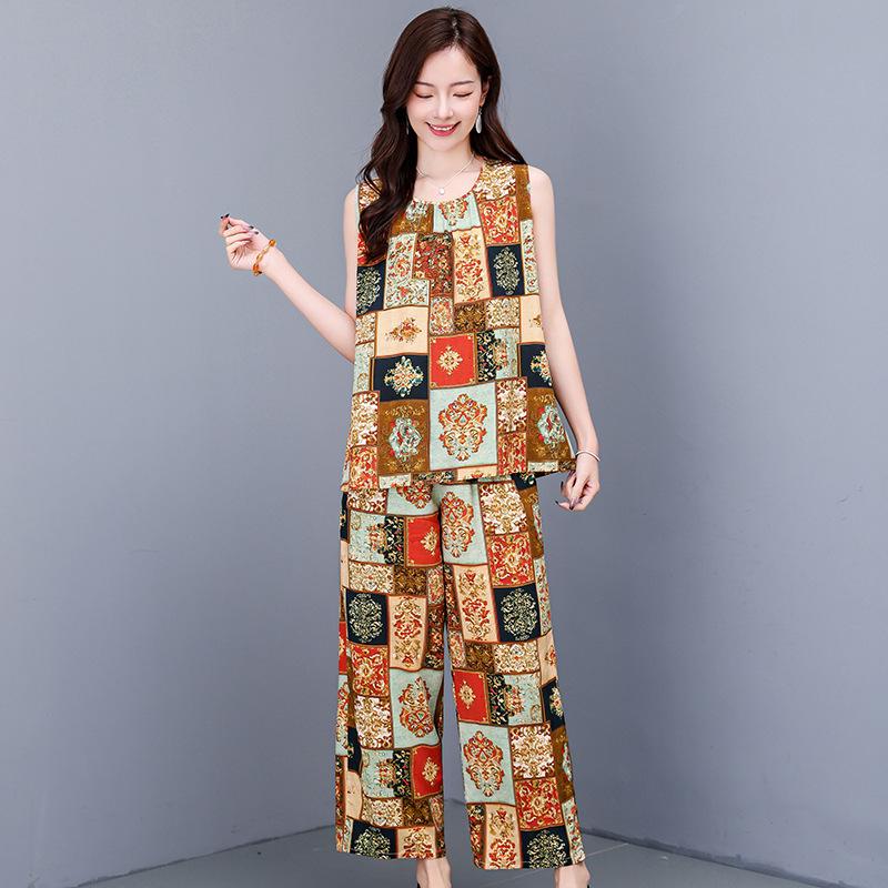 Women s Cotton Silk Abstract Print Sleeveless Two-Piece Set with Wide-Leg Pants, Plus Size, Flaw-Covering and Slimming. XL
Women s Cotton Silk Abstract Print Sleeveless Two-Piece Set with Wide-Leg Pants, Plus Size, Flaw-Covering and Slimming. XL