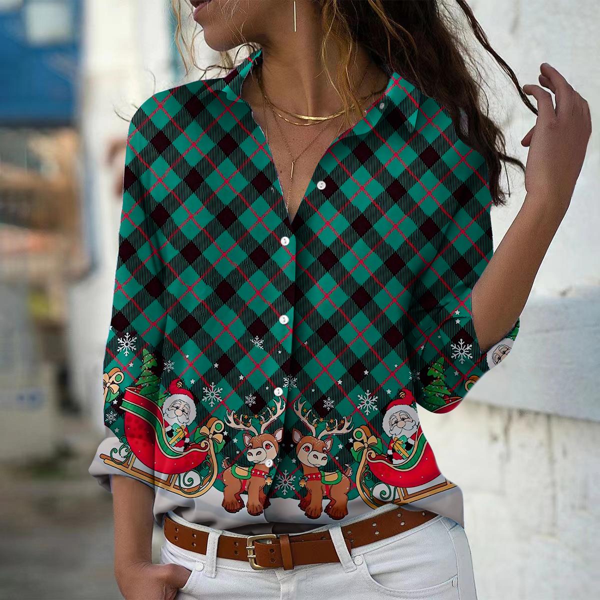 Рождественский принт Женская блузка весна осень женская офисная женская рубашка на пуговицах с отложным воротником M чёрный
Рождественский принт Женская блузка весна осень женская офисная женская рубашка на пуговицах с отложным воротником M чёрный