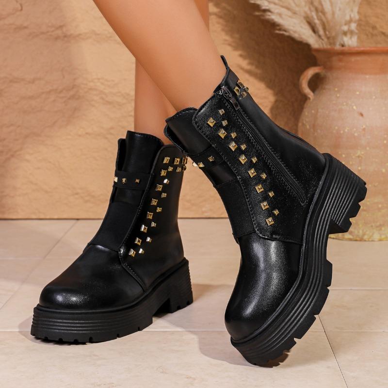 Studded Booties Winter New Round Toe Side Zipper Platform Non-Slip Block Heel Boots for Women 42 чорний
Studded Booties Winter New Round Toe Side Zipper Platform Non-Slip Block Heel Boots for Women 42 чорний
