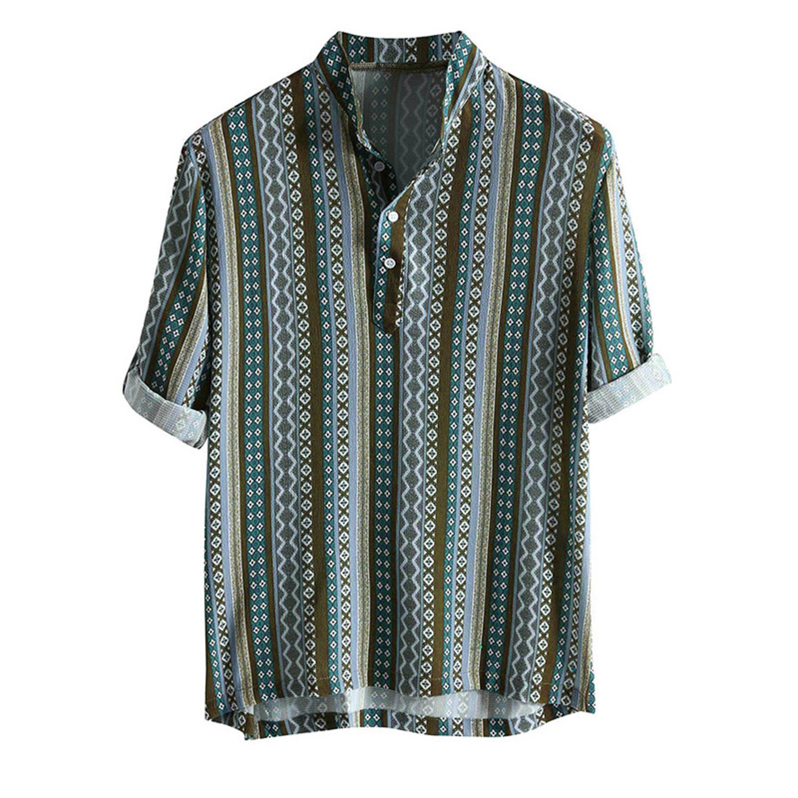 Мужская свободная повседневная рубашка в полоску с лацканами в этническом стиле с короткими рукавами XXXL зелёный
Мужская свободная повседневная рубашка в полоску с лацканами в этническом стиле с короткими рукавами XXXL зелёный