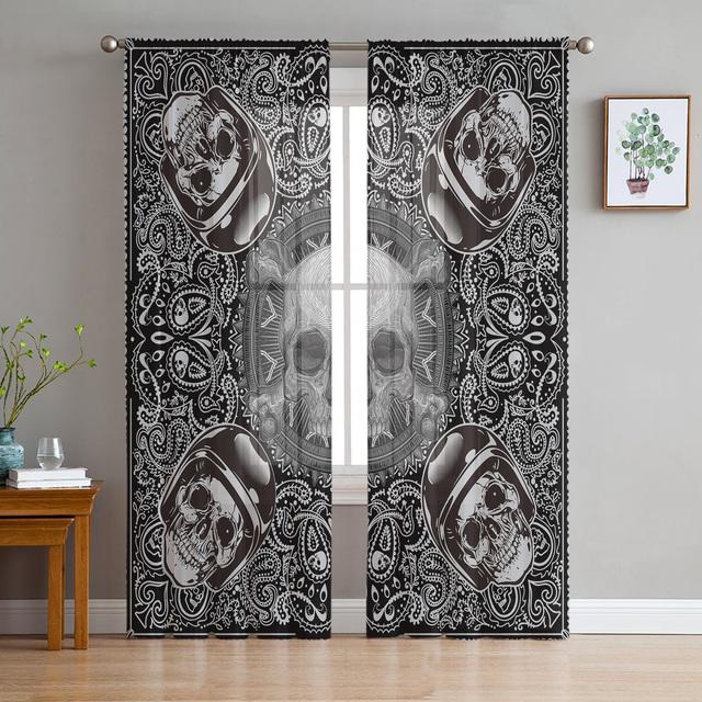 Тюлевые шторы с черным черепом для гостиной, украшения спальни, современная шифоновая прозрачная вуаль, кухонная оконная занавеска 1 PCS W100XH250cm
Тюлевые шторы с черным черепом для гостиной, украшения спальни, современная шифоновая прозрачная вуаль, кухонная оконная занавеска 1 PCS W100XH250cm
