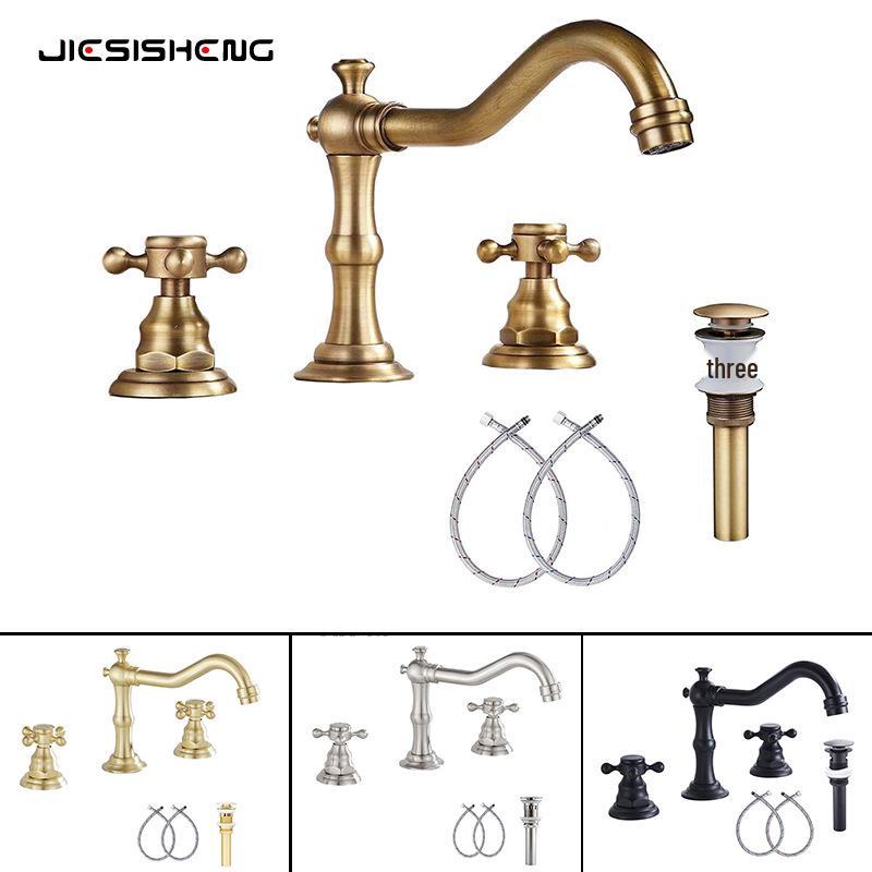French Retro Brass Basin Faucet Set - Three-Piece, Double Handle, Split Three-Hole, Hot/Cold Anti-Splash Design
French Retro Brass Basin Faucet Set - Three-Piece, Double Handle, Split Three-Hole, Hot/Cold Anti-Splash Design