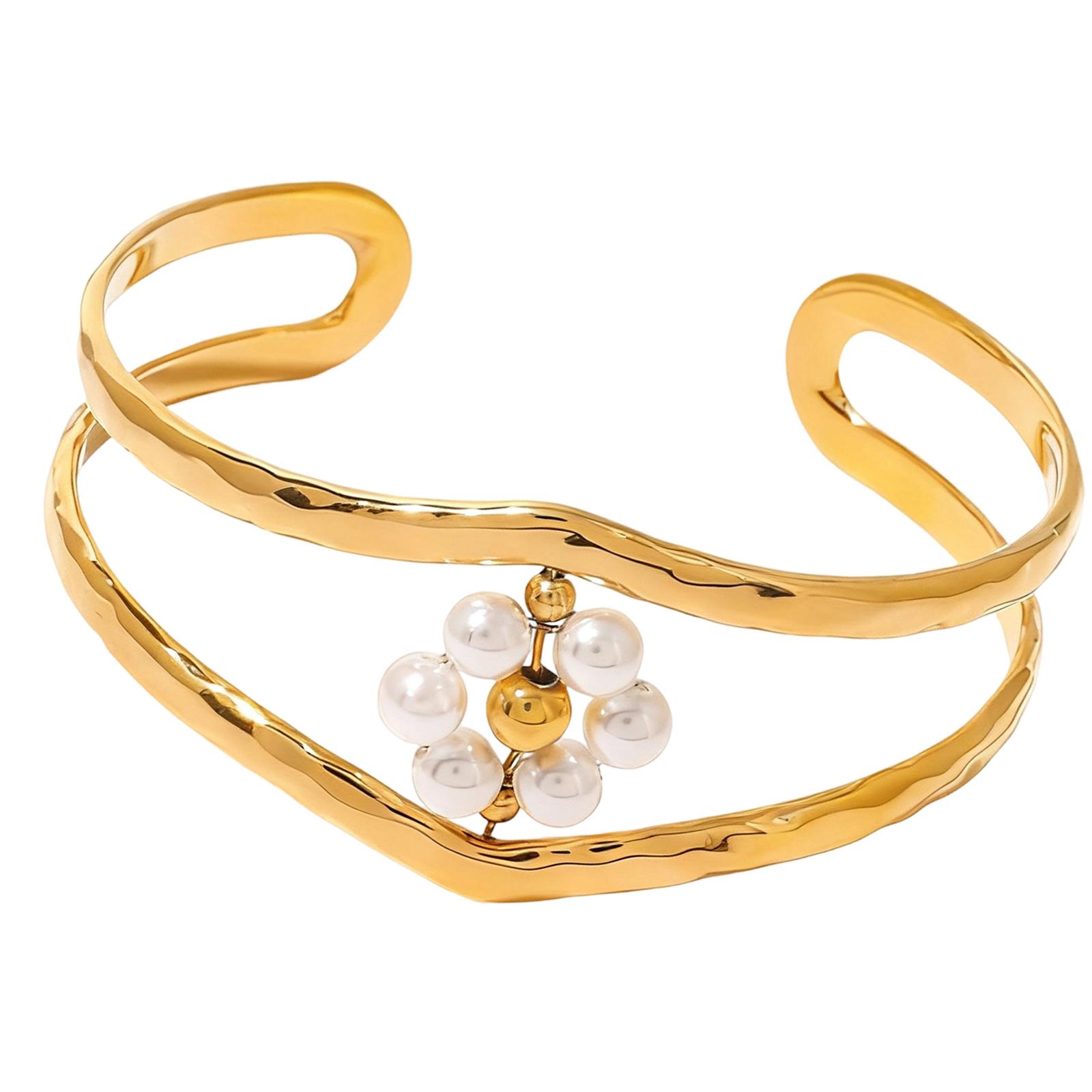 Adjustable Bangle with Simulated Pearls Stainless Steel Jewelry for Women
Adjustable Bangle with Simulated Pearls Stainless Steel Jewelry for Women