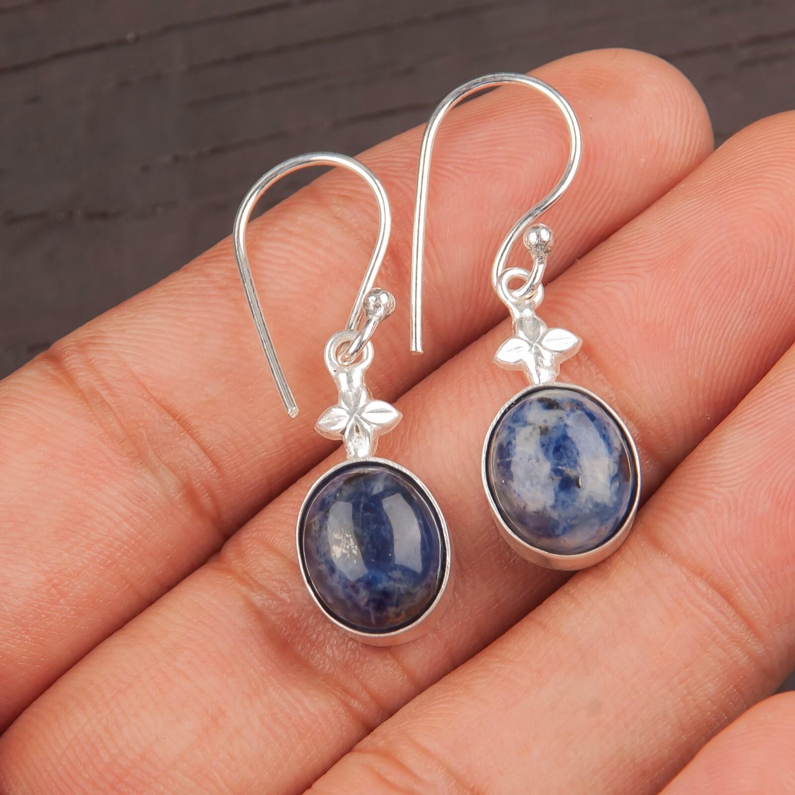Sodalite Gemstone 925 Sterling Silver Trendy Jewelry Earrings Anniversary Gift EE-6-20
Sodalite Gemstone 925 Sterling Silver Trendy Jewelry Earrings Anniversary Gift EE-6-20