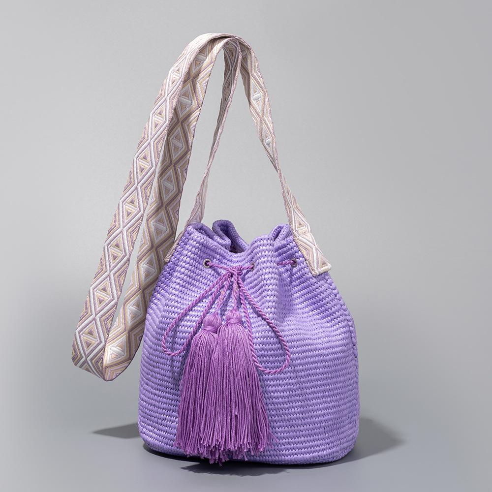 Summer Beach Solid-color bucket bag vacati style straw woven handbags drawstring crossbody bag tassel shoulder bag for women 22x17x22cm фиолетовый
Summer Beach Solid-color bucket bag vacati style straw woven handbags drawstring crossbody bag tassel shoulder bag for women 22x17x22cm фиолетовый