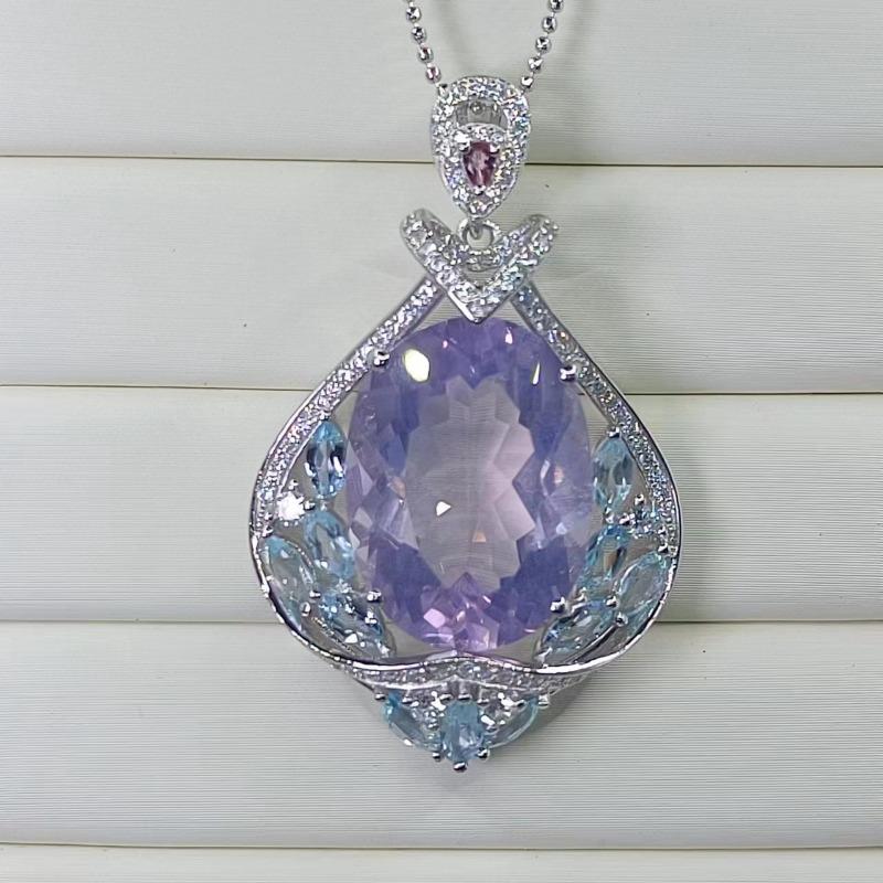SACE GEMS 925 Sterling Silver 15*20MM Natual Lavender Crystal Crystal Кольє для жінок Коктейльна вечірка Вишукані ювелірні вироби Подарунок фіолетовий
SACE GEMS 925 Sterling Silver 15*20MM Natual Lavender Crystal Crystal Кольє для жінок Коктейльна вечірка Вишукані ювелірні вироби Подарунок фіолетовий