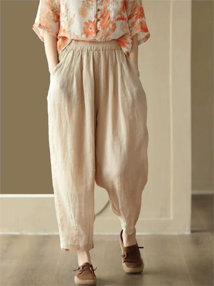 Johnature Women Vintage Harem Pants Solid Color Elastic Waist Trousers Casual Soft Women Ankle-length Pants One Size бежевий
Johnature Women Vintage Harem Pants Solid Color Elastic Waist Trousers Casual Soft Women Ankle-length Pants One Size бежевий