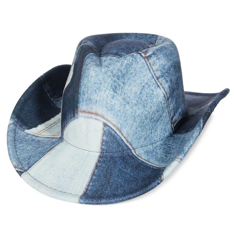 GEMVIE Vintage Women Men Western Denim Patchwork Cowboy Hats Wide Brim Party Fedora Cowgirl Hat 56-58cm светло-синий
GEMVIE Vintage Women Men Western Denim Patchwork Cowboy Hats Wide Brim Party Fedora Cowgirl Hat 56-58cm светло-синий