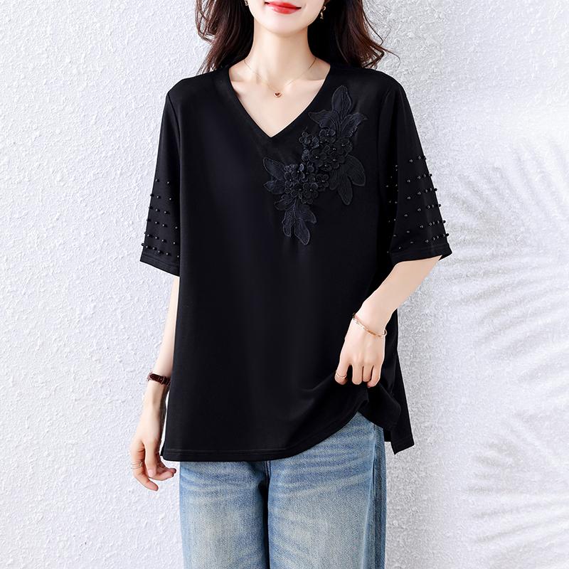 DIMANAF 2025 Summer Plus Size Short Sleeves T-Shirt Women V-Neck Loose Black Tops Tees Oversized New Shirt 5XL чорний
DIMANAF 2025 Summer Plus Size Short Sleeves T-Shirt Women V-Neck Loose Black Tops Tees Oversized New Shirt 5XL чорний