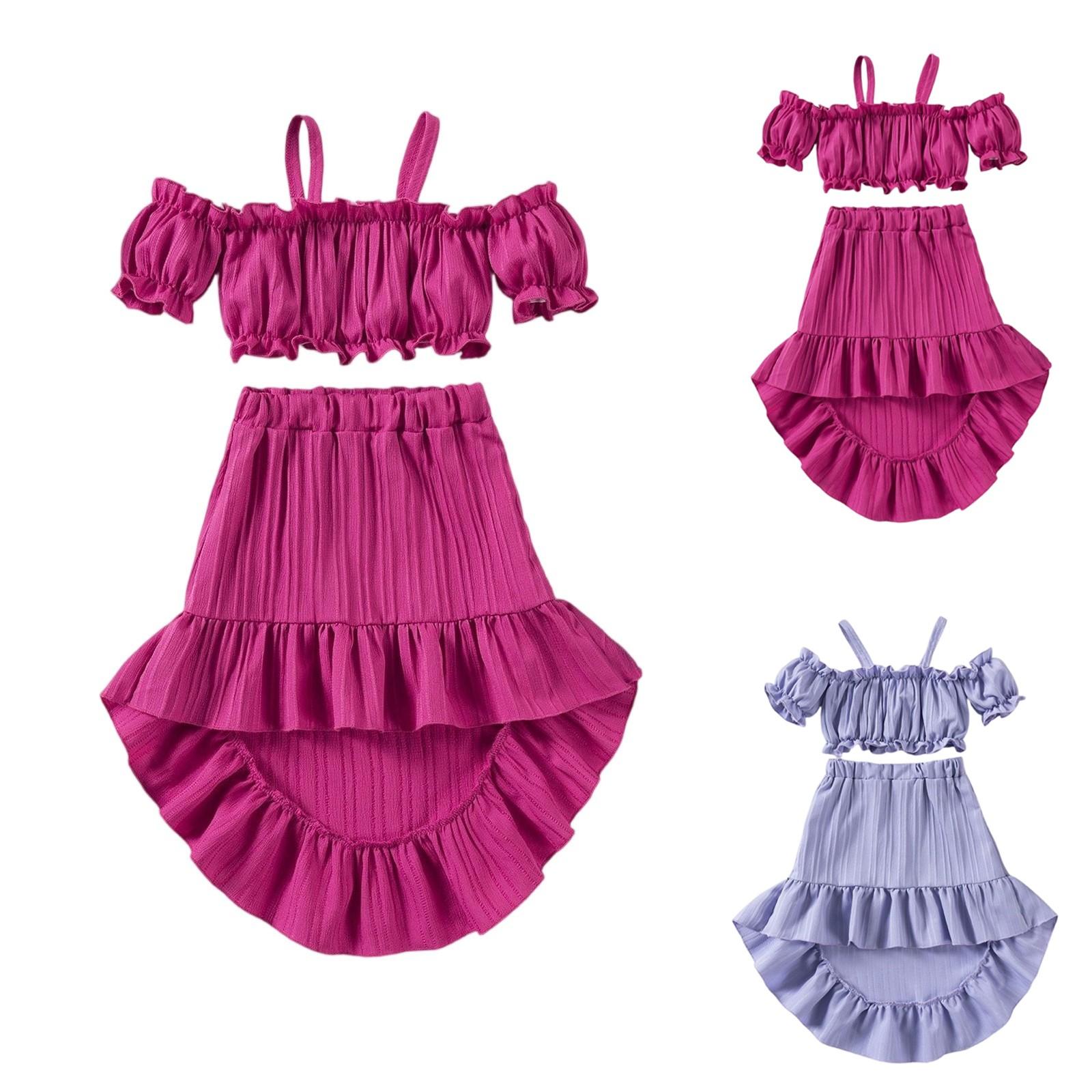 Girls Solid Color Set - Strappy Top & Flounce Skirt Outfit 100 гарячі рожевого кольору
Girls Solid Color Set - Strappy Top & Flounce Skirt Outfit 100 гарячі рожевого кольору