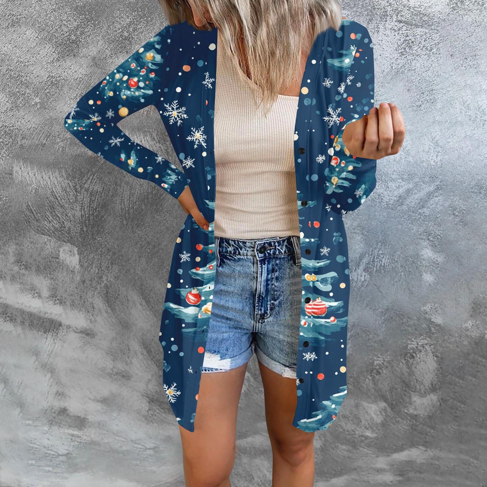 Длинный рукав Женский ретро принтованный топ Легкий базовый свободный жакет Кардиган Повседневные рубашки Рождество XXL синий
Длинный рукав Женский ретро принтованный топ Легкий базовый свободный жакет Кардиган Повседневные рубашки Рождество XXL синий