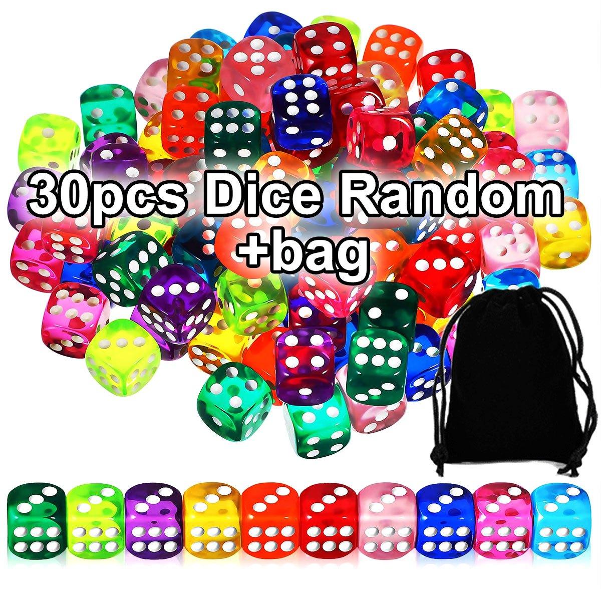 30pcs 14mm High-Clarity Acrylic Dice with Colored Dots - Includes Black Drawstring Storage Bag, Vibrant RPG Polyhedral ZSY
30pcs 14mm High-Clarity Acrylic Dice with Colored Dots - Includes Black Drawstring Storage Bag, Vibrant RPG Polyhedral ZSY