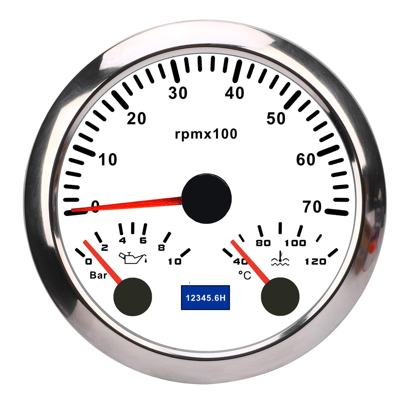 3 In 1 85mm Tachometer DC 9 to 32V 7000rpm 0 To 10bar Oil Pressure 40 To 120 celsius Water Temp 7 Color
3 In 1 85mm Tachometer DC 9 to 32V 7000rpm 0 To 10bar Oil Pressure 40 To 120 celsius Water Temp 7 Color