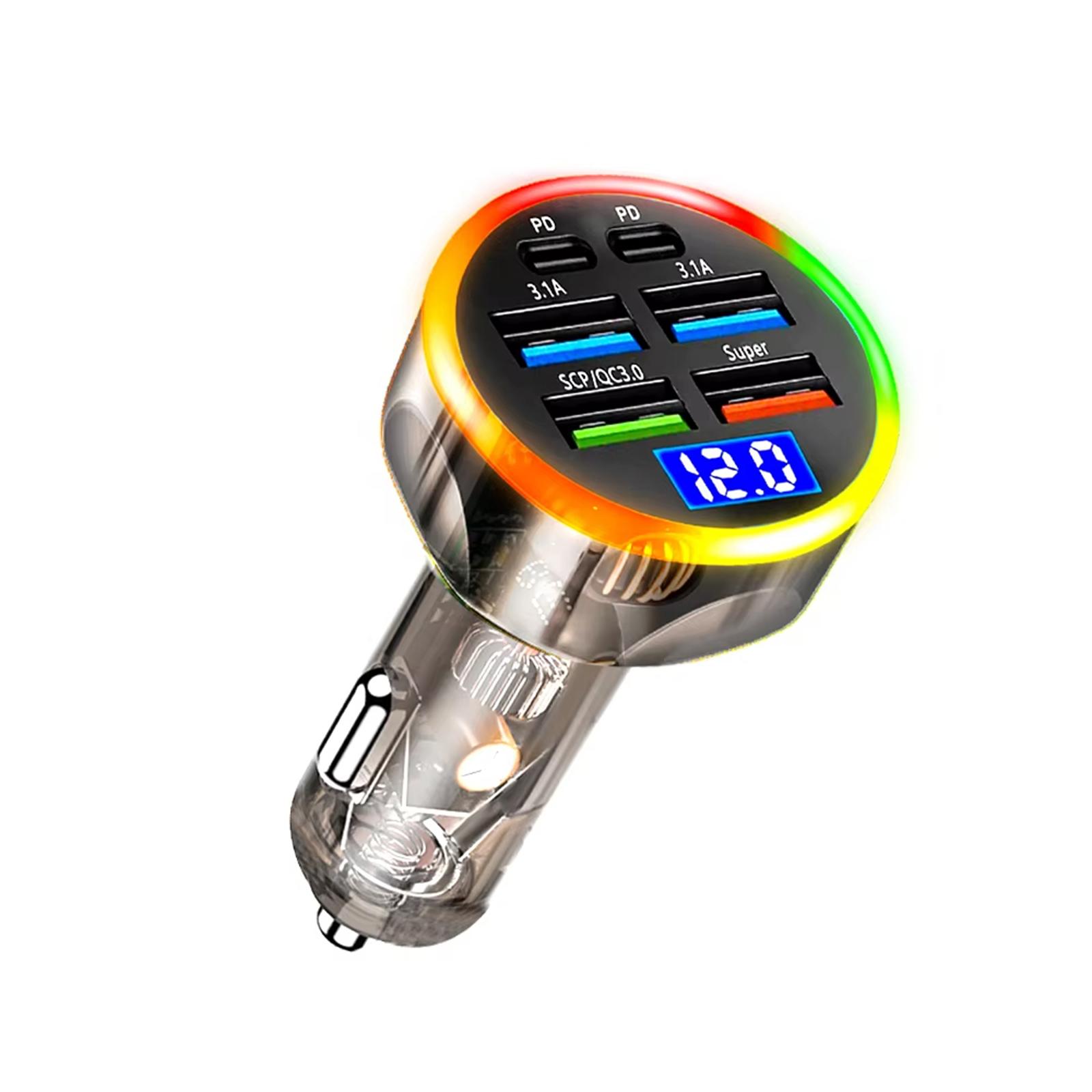 Universal 200W Car Chargers With 6 USB Ports Digital Monitor And LED Lights For Multiple Device Compatibility In Vehicle 1
Universal 200W Car Chargers With 6 USB Ports Digital Monitor And LED Lights For Multiple Device Compatibility In Vehicle 1