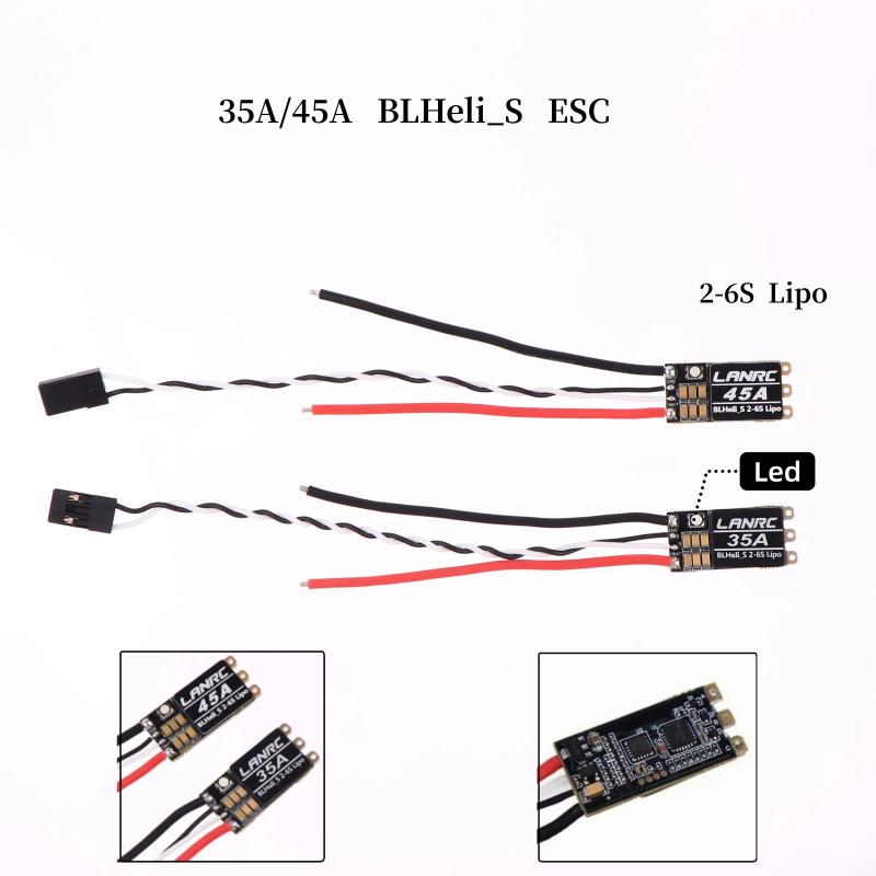 Lanrc 35A/45A Esc Brushless Electronic Governor 2-6S Lipo With Led Light Support Dshot125/300/600 For Fpv Drone 35A
Lanrc 35A/45A Esc Brushless Electronic Governor 2-6S Lipo With Led Light Support Dshot125/300/600 For Fpv Drone 35A