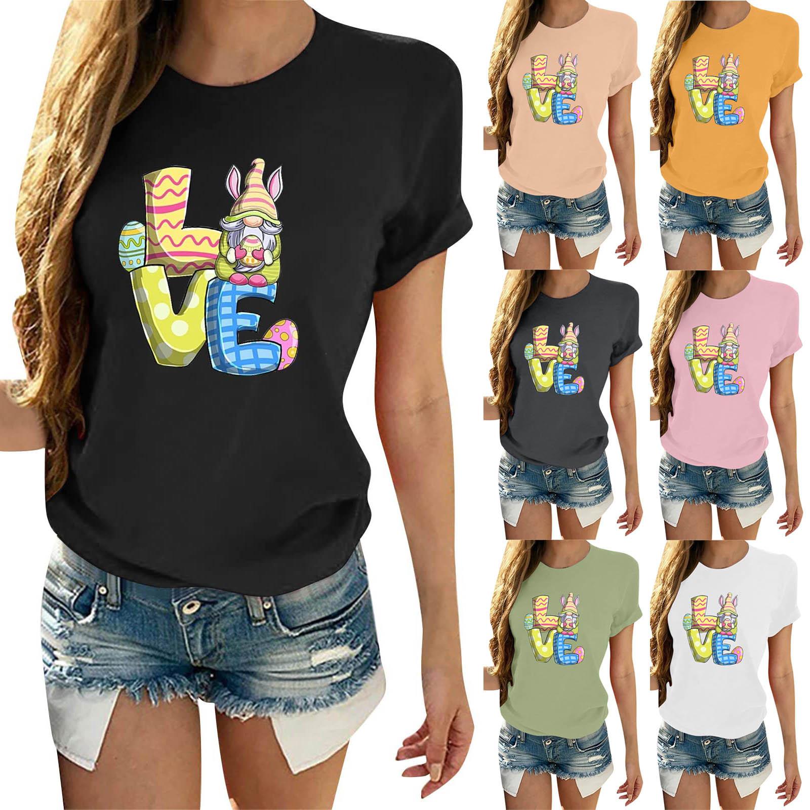 Мода Женщины Повседневная печать Пуловер с коротким рукавом Футболка Топы Блузка 
Мода Женщины Повседневная печать Пуловер с коротким рукавом Футболка Топы Блузка