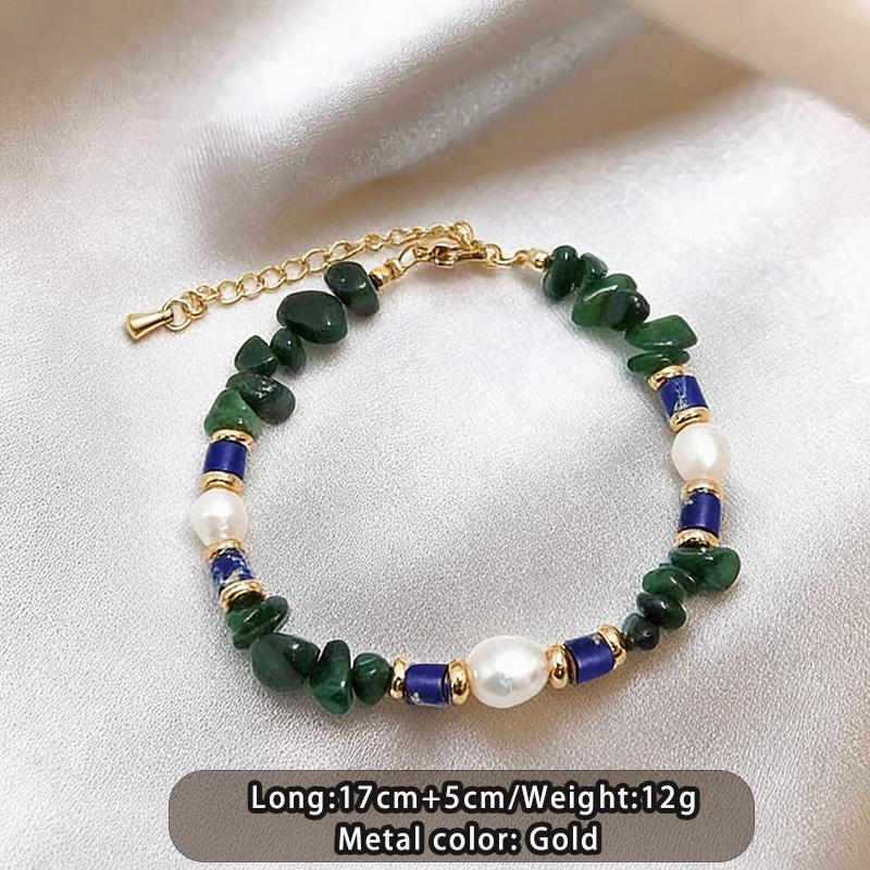 Fashionable Irregular Green Natural Stone Pearl Beaded Bracelet Set for Women Summer Trend Accessory Jewelry Stylish Wristwear green
Fashionable Irregular Green Natural Stone Pearl Beaded Bracelet Set for Women Summer Trend Accessory Jewelry Stylish Wristwear green