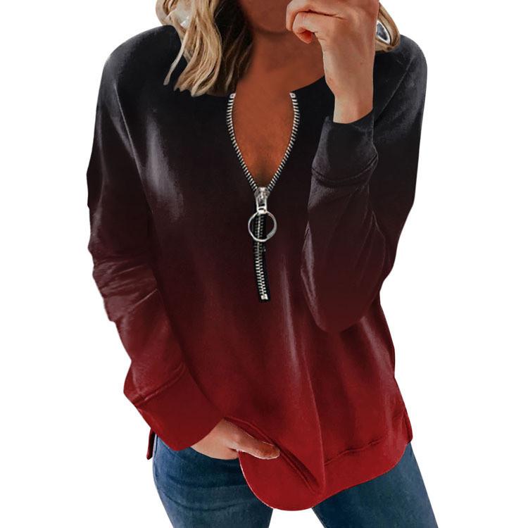 Women s Gradient Print Zipper Sweatshirt Long-Sleeved Pullover Loose Blouse Top XXXXL винний
Women s Gradient Print Zipper Sweatshirt Long-Sleeved Pullover Loose Blouse Top XXXXL винний