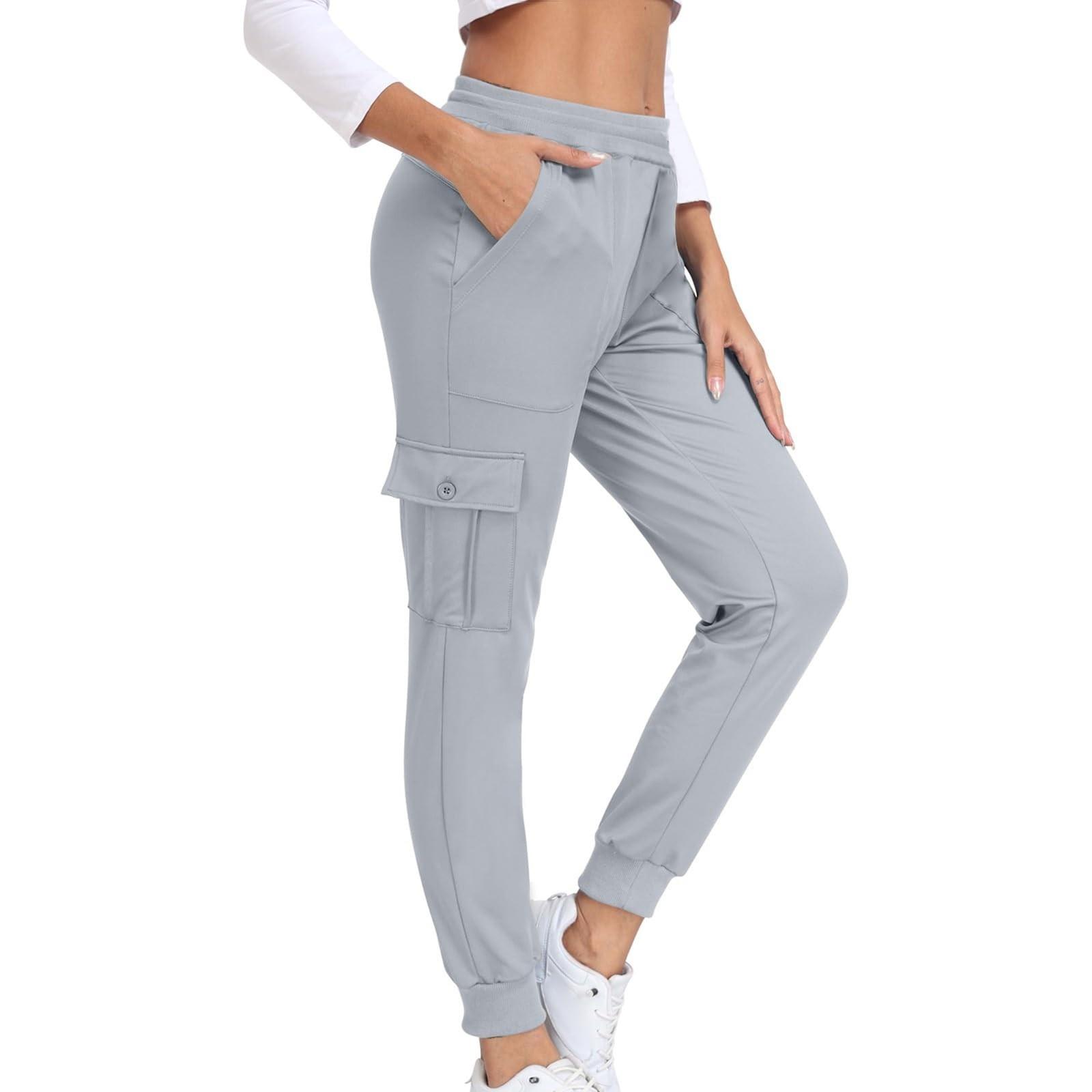 Женские однотонные мешковатые брюки для похудения, бега, фитнеса, с карманами и поясом, длинные брюки XXL светло-серый