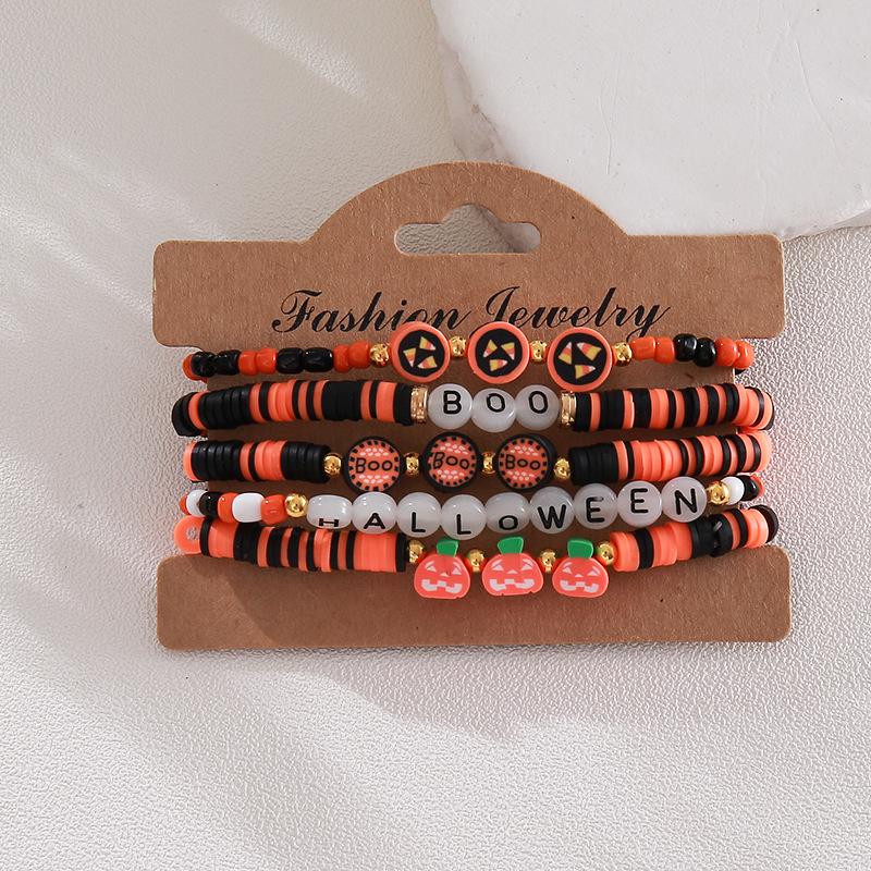 European and American Halloween Polymer Clay Bracelet Set - Smiley Face and Ghost Handmade Elastic Jewelry
European and American Halloween Polymer Clay Bracelet Set - Smiley Face and Ghost Handmade Elastic Jewelry