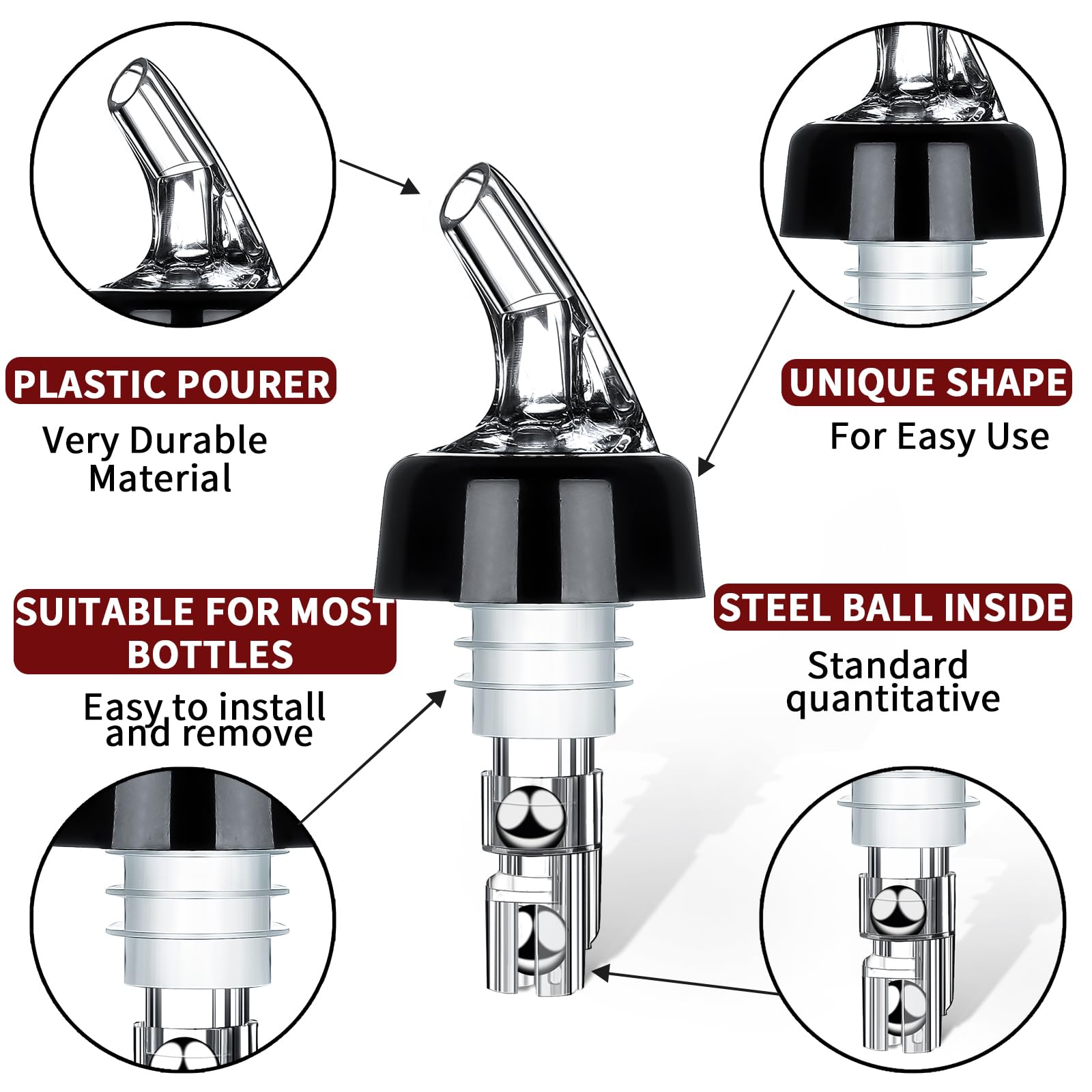 30ml Automatic Measured Bottle Pourer Quick Shot Spirit Measure Bartender Pourer Drinks Wine Cocktail Dispenser Home Bar Tools
30ml Automatic Measured Bottle Pourer Quick Shot Spirit Measure Bartender Pourer Drinks Wine Cocktail Dispenser Home Bar Tools