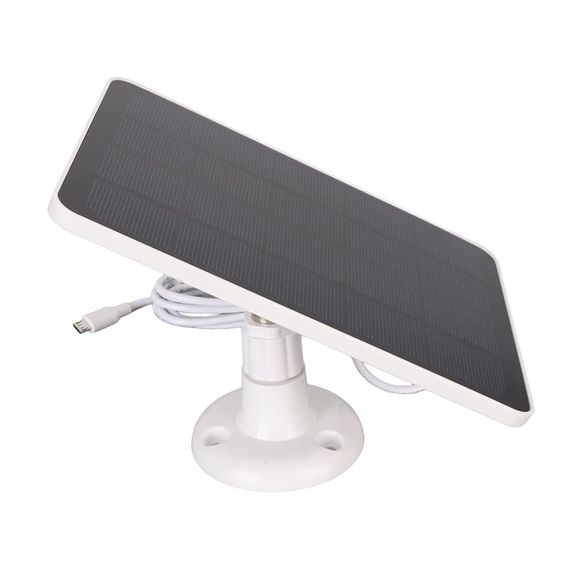 Camera solar panel, 4W 5V Security Camera Solar Panel, IP65 Waterproof Solar Charger for Camera with 360° Adjustable Mounting, Micro USB and USB C
Camera solar panel, 4W 5V Security Camera Solar Panel, IP65 Waterproof Solar Charger for Camera with 360° Adjustable Mounting, Micro USB and USB C