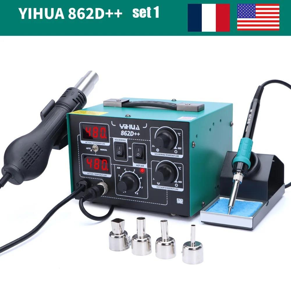 YIHUA 862D++750W Hot Air Rework Station Soldering Iron Professional Welding Equipment PCB Chip Repair 110V-127V US
YIHUA 862D++750W Hot Air Rework Station Soldering Iron Professional Welding Equipment PCB Chip Repair 110V-127V US